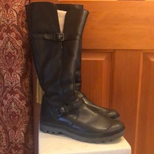 EUC Palladium black leather winter boots